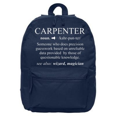 Funny Carpenter Definition Shirts Woodworking Carpentry Gift 16 in Basic Backpack