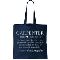 Funny Carpenter Definition Shirts Woodworking Carpentry Gift Tote Bag