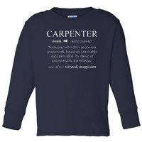 Funny Carpenter Definition Shirts Woodworking Carpentry Gift Toddler Long Sleeve Shirt