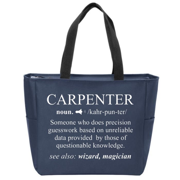 Funny Carpenter Definition Shirts Woodworking Carpentry Gift Zip Tote Bag