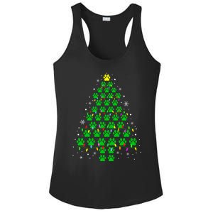 Funny Christmas Dog Print Paw Tree Gift Ladies PosiCharge Competitor Racerback Tank