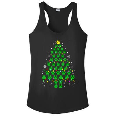 Funny Christmas Dog Print Paw Tree Gift Ladies PosiCharge Competitor Racerback Tank