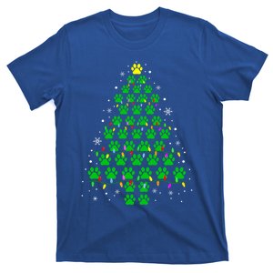 Funny Christmas Dog Print Paw Tree Gift T-Shirt