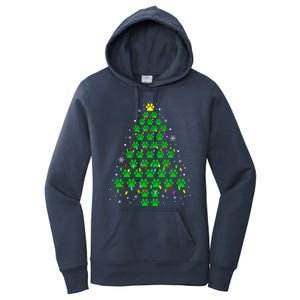 Funny Christmas Dog Print Paw Tree Gift Women's Pullover Hoodie