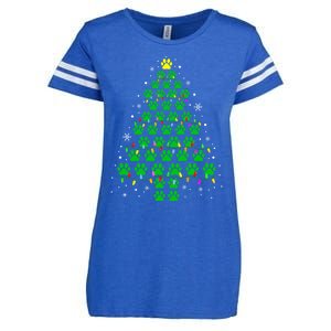 Funny Christmas Dog Print Paw Tree Gift Enza Ladies Jersey Football T-Shirt