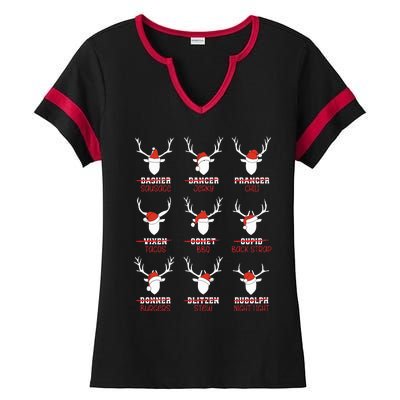 Funny Christmas Deer Hunters All of Santa's Reindeer Adults  Ladies Halftime Notch Neck Tee