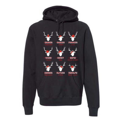 Funny Christmas Deer Hunters All of Santa's Reindeer Adults  Premium Hoodie