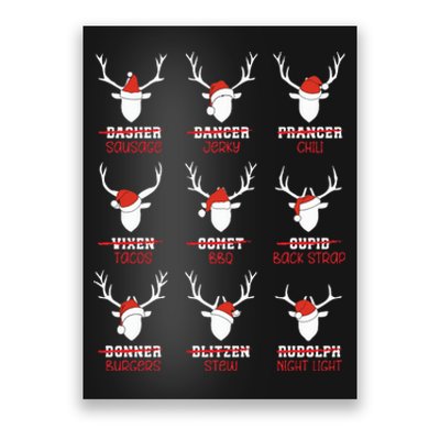 Funny Christmas Deer Hunters All of Santa's Reindeer Adults  Poster