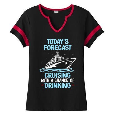 Funny Cruise Design For  Cruising Boat Trip Lovers Ladies Halftime Notch Neck Tee