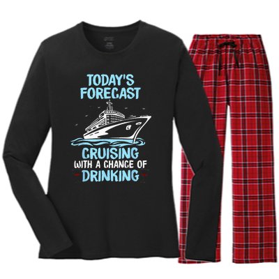 Funny Cruise Design For  Cruising Boat Trip Lovers Women's Long Sleeve Flannel Pajama Set 