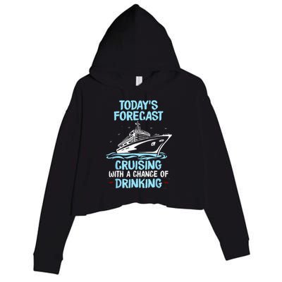 Funny Cruise Design For  Cruising Boat Trip Lovers Crop Fleece Hoodie