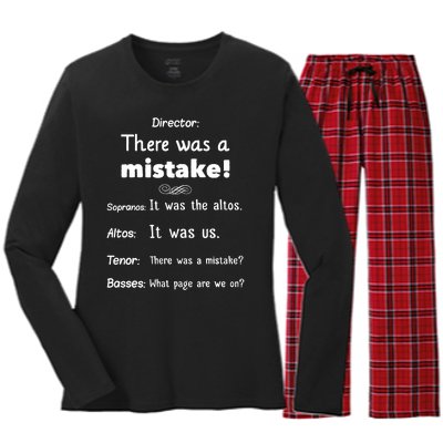 Funny Choir Director Soprano Alto Tenor Bass Women's Long Sleeve Flannel Pajama Set 