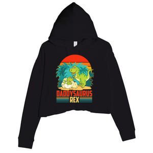 Funny Cute Daddysaurus Rex Crop Fleece Hoodie