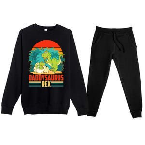 Funny Cute Daddysaurus Rex Premium Crewneck Sweatsuit Set