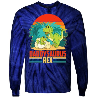 Funny Cute Daddysaurus Rex Tie-Dye Long Sleeve Shirt