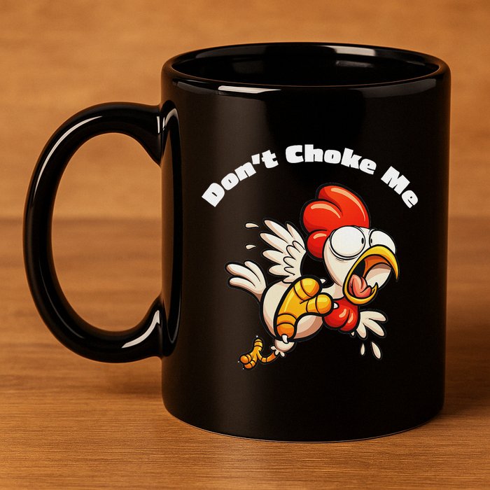 Funny Chicken DonT Choke Me Cartoon Scared Chicken 11oz C Handle Ceramic Mug