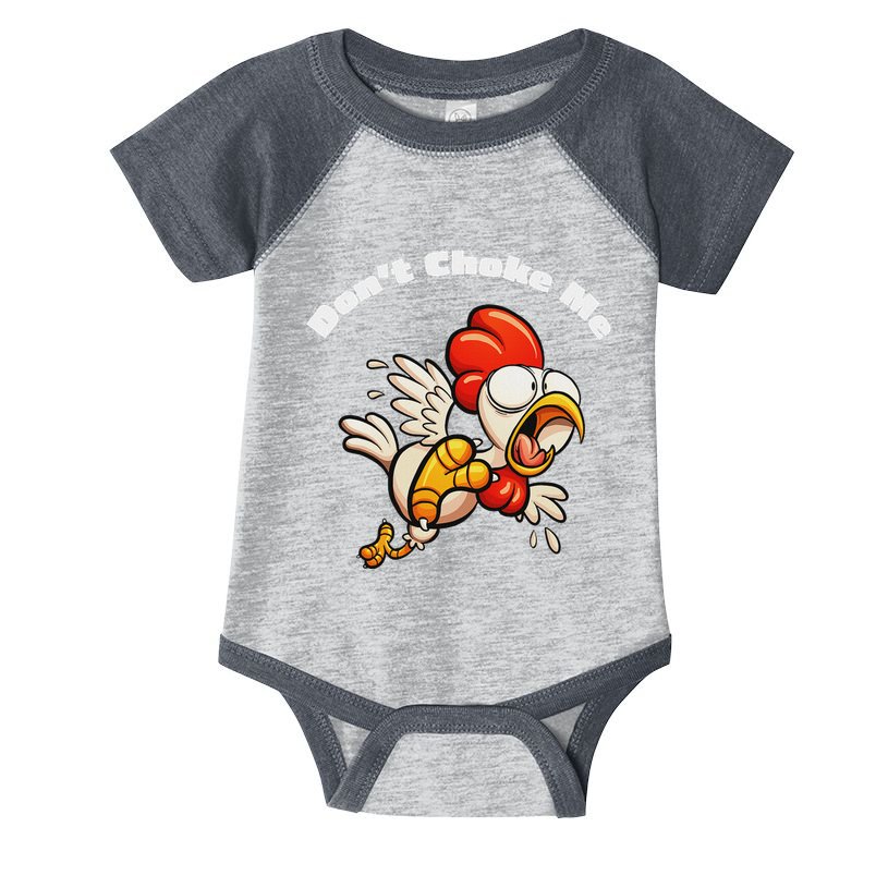 Funny Chicken DonT Choke Me Cartoon Scared Chicken Infant Baby Jersey Bodysuit