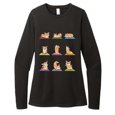 Funny Corgi Dogs Yoga Asana Poses Meditation Lovers Masters Gift Womens CVC Long Sleeve Shirt