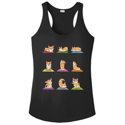 Funny Corgi Dogs Yoga Asana Poses Meditation Lovers Masters Gift Ladies PosiCharge Competitor Racerback Tank