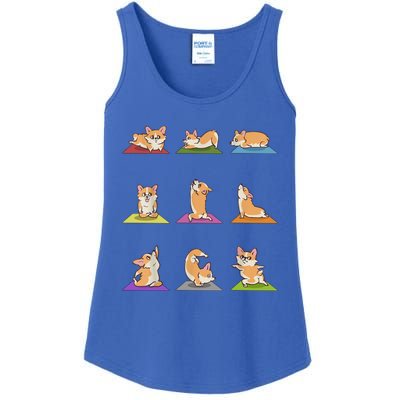 Funny Corgi Dogs Yoga Asana Poses Meditation Lovers Masters Gift Ladies Essential Tank