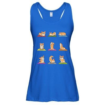 Funny Corgi Dogs Yoga Asana Poses Meditation Lovers Masters Gift Ladies Essential Flowy Tank