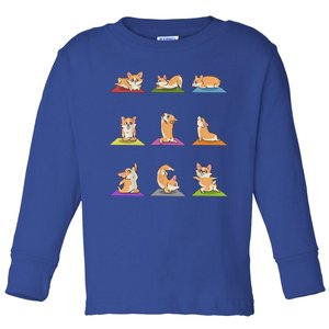 Funny Corgi Dogs Yoga Asana Poses Meditation Lovers Masters Gift Toddler Long Sleeve Shirt