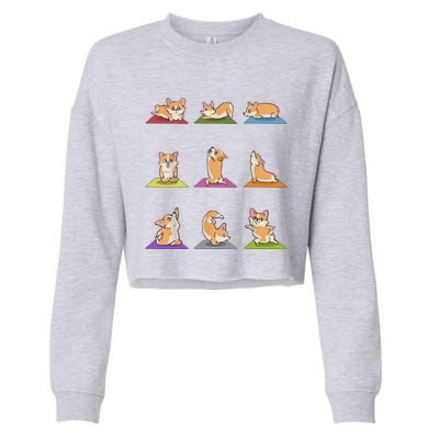 Funny Corgi Dogs Yoga Asana Poses Meditation Lovers Masters Gift Cropped Pullover Crew