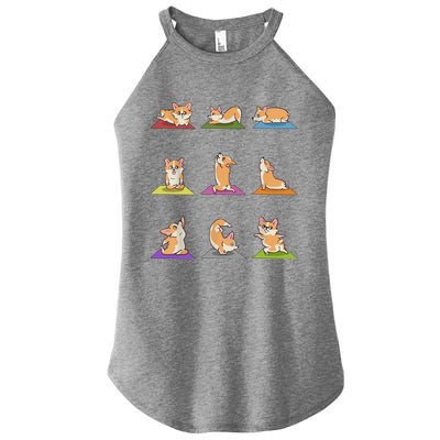 Funny Corgi Dogs Yoga Asana Poses Meditation Lovers Masters Gift Women's Perfect Tri Rocker Tank