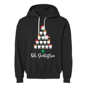 Funny Christmas Dentist Tree Dental Oh Dentistree Tooth Tree Garment-Dyed Fleece Hoodie