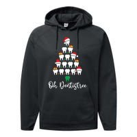 Funny Christmas Dentist Tree Dental Oh Dentistree Tooth Tree Performance Fleece Hoodie