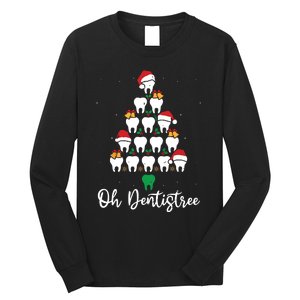 Funny Christmas Dentist Tree Dental Oh Dentistree Tooth Tree Long Sleeve Shirt