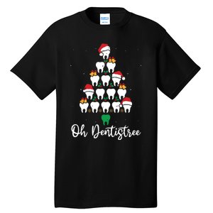 Funny Christmas Dentist Tree Dental Oh Dentistree Tooth Tree Tall T-Shirt