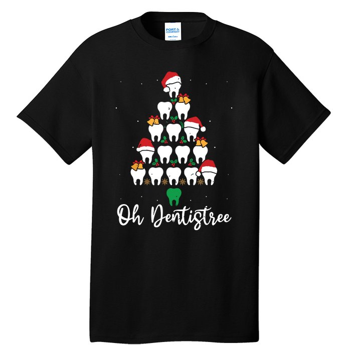 Funny Christmas Dentist Tree Dental Oh Dentistree Tooth Tree Tall T-Shirt