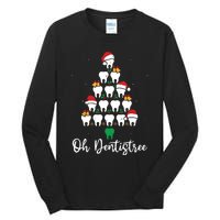 Funny Christmas Dentist Tree Dental Oh Dentistree Tooth Tree Tall Long Sleeve T-Shirt