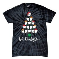 Funny Christmas Dentist Tree Dental Oh Dentistree Tooth Tree Tie-Dye T-Shirt