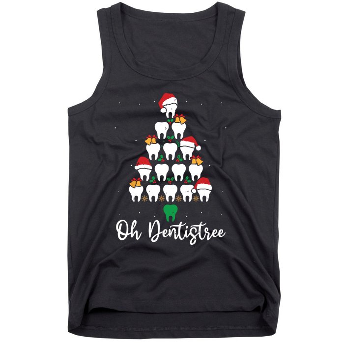 Funny Christmas Dentist Tree Dental Oh Dentistree Tooth Tree Tank Top