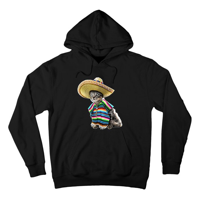 Funny Cinco De Mayo Cat Sombrero Poncho Party Gift Hoodie