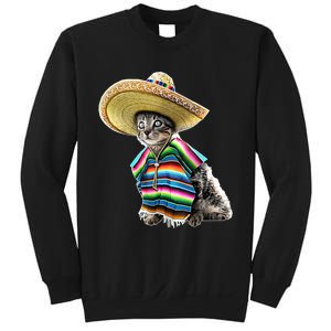 Funny Cinco De Mayo Cat Sombrero Poncho Party Gift Sweatshirt