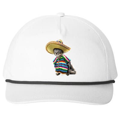 Funny Cinco De Mayo Cat Sombrero Poncho Party Gift Snapback Five-Panel Rope Hat