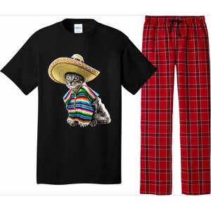 Funny Cinco De Mayo Cat Sombrero Poncho Party Gift Pajama Set