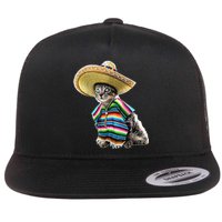 Funny Cinco De Mayo Cat Sombrero Poncho Party Gift Flat Bill Trucker Hat