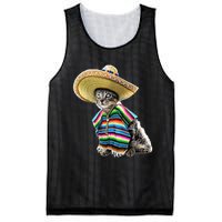 Funny Cinco De Mayo Cat Sombrero Poncho Party Gift Mesh Reversible Basketball Jersey Tank