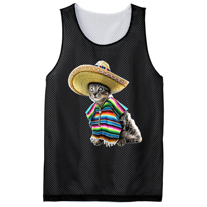 Funny Cinco De Mayo Cat Sombrero Poncho Party Gift Mesh Reversible Basketball Jersey Tank