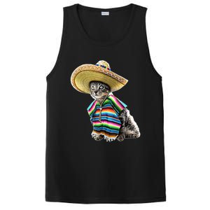 Funny Cinco De Mayo Cat Sombrero Poncho Party Gift PosiCharge Competitor Tank