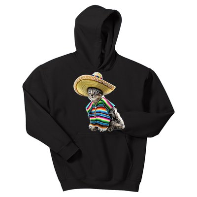 Funny Cinco De Mayo Cat Sombrero Poncho Party Gift Kids Hoodie