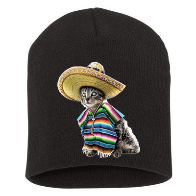 Funny Cinco De Mayo Cat Sombrero Poncho Party Gift Short Acrylic Beanie