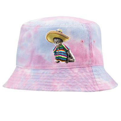 Funny Cinco De Mayo Cat Sombrero Poncho Party Gift Tie-Dyed Bucket Hat