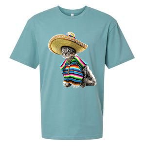 Funny Cinco De Mayo Cat Sombrero Poncho Party Gift Sueded Cloud Jersey T-Shirt