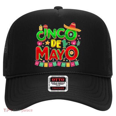Festive Cinco De Mayo High Crown Mesh Back Trucker Hat
