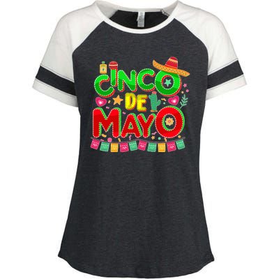 Festive Cinco De Mayo Enza Ladies Jersey Colorblock Tee